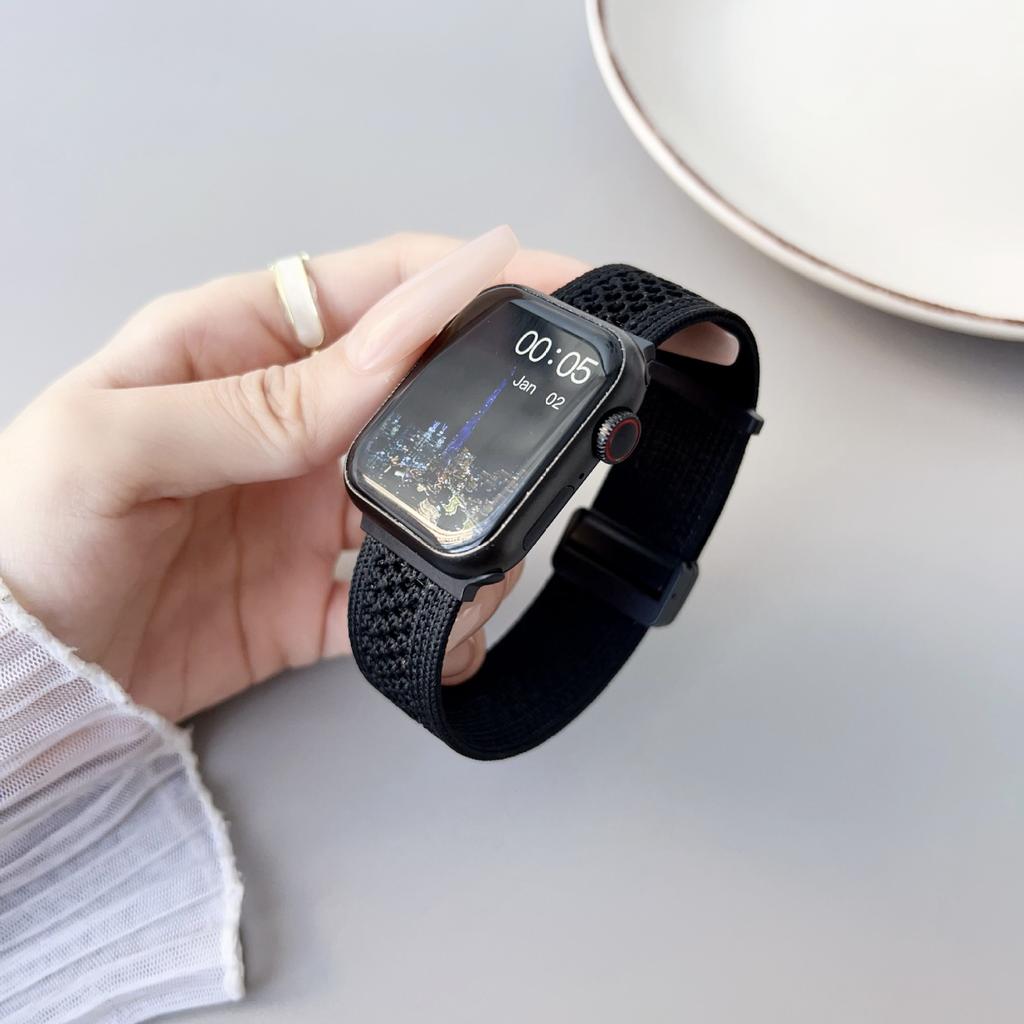 Applicable To Iwatch10Th Generation Apple Watch Applewatch9876Se Magnetic Strap Nylon Braided Breathable