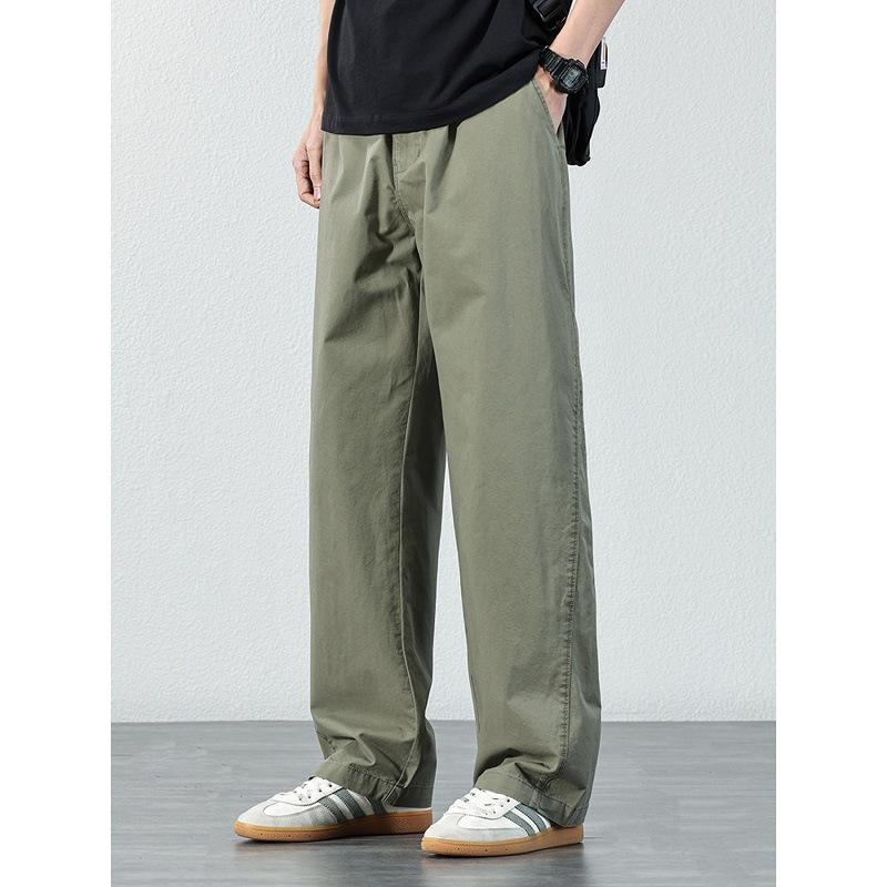 Casual pants men's summer loose and versatile simple solid color straight trousers