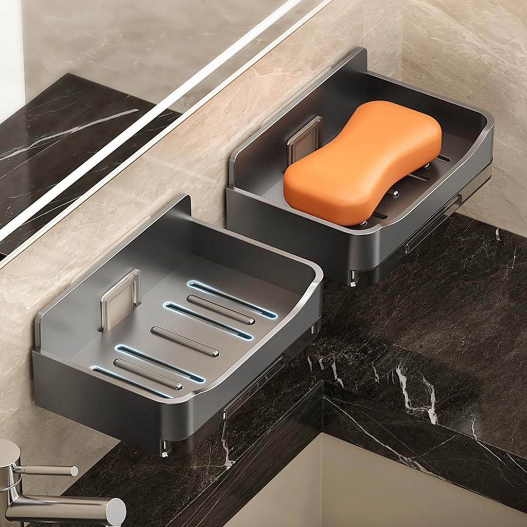 2PCS Wall Mounted Bathroom Soap Holder Easy Installation Double Layer Drainage Space Saving Bathroom Soap Organizer