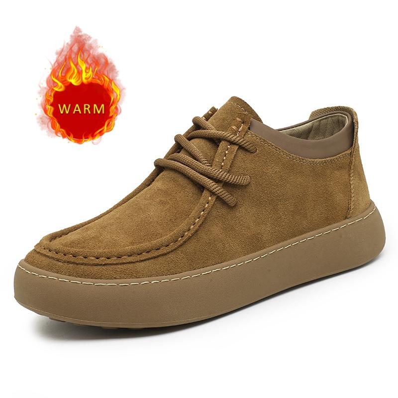 Pánské semišové boty v britském stylu Podzim Zima Nové Plyšové Retro Trend Nízké Boty Pánské Oxfordky Všestranné pro Každodenní Nošení