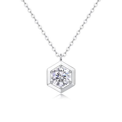 S925 Silver Necklace Moissanite Geometric Pendant Fashion Collarbone Chain Accessories