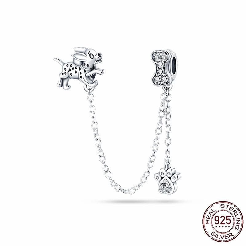 Stříbrný Křišťálový Pavé Bezpečnostní Řetízek Pevný Klip Pramen Přívěsek Vhodný pro Ženy Náramek Stříbrné Šperky Párty Narozeninový Dárek