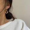 Silver Needle Korean Design Luxury Gold Dangle Hoop Earrings for Women