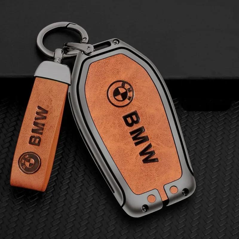 Hot 2025 Alloy Car Key Cover Protect Case Shell Leather Keychain For BMW G08 G38 G28 F52 G26 G02 G01 G07 G06 G05 IX3 F40 G30 G20