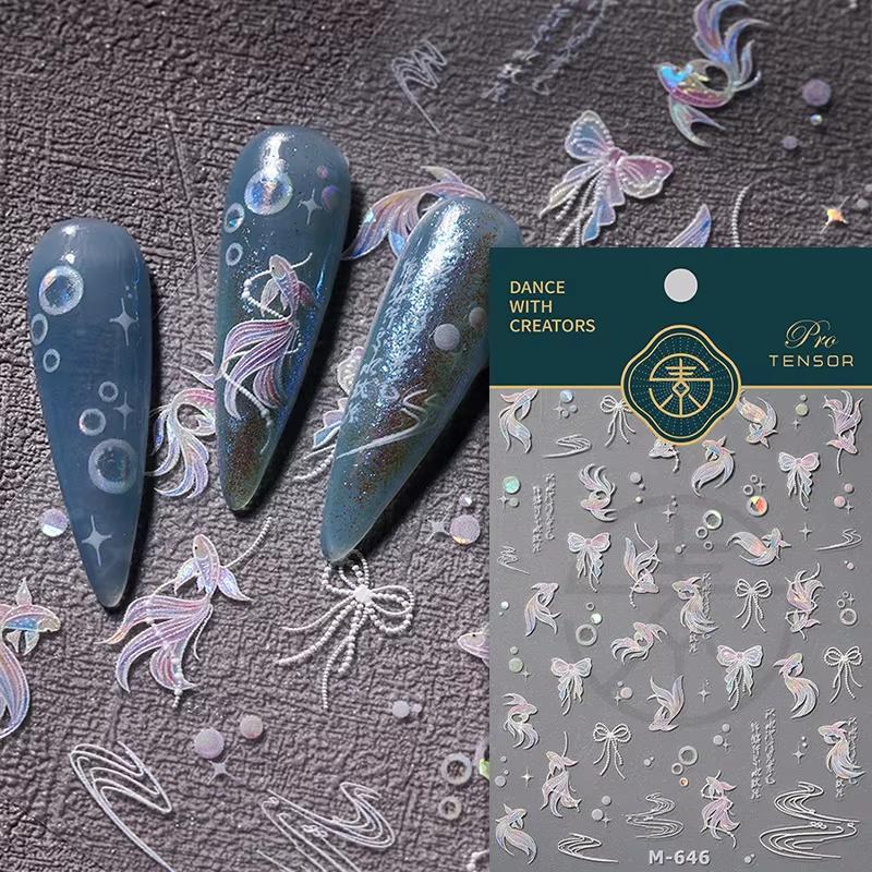1pcs Cute Sketching Graffiti Animal Cat Dog Rabbit Bear Laser Nail Art Sticker Designs Self Adhesive Decoration Decal Acessories