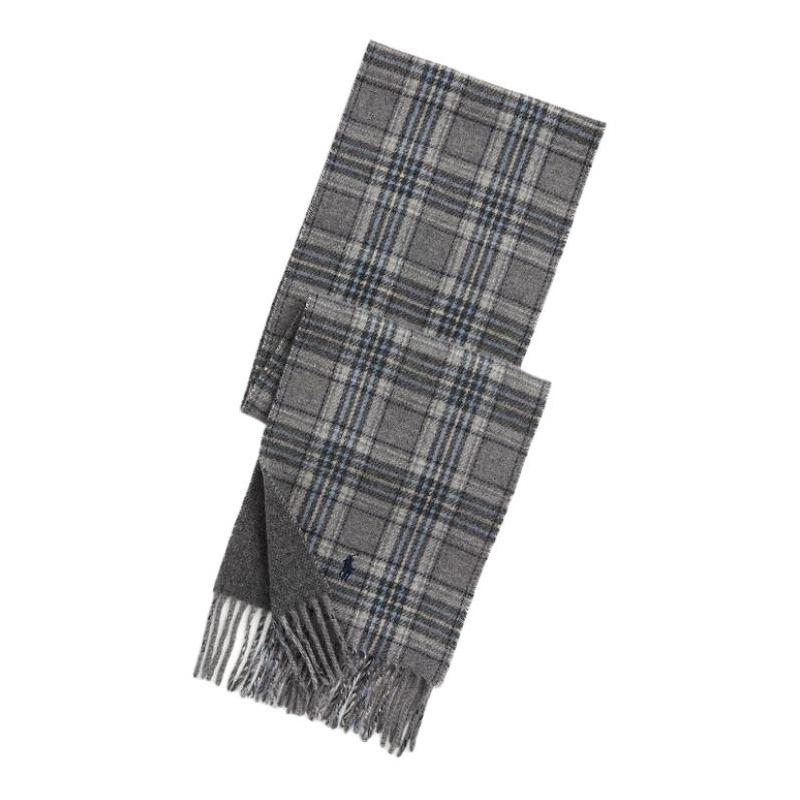 Polo Ralph Lauren Check Pattern Decoration Wool Nylon Wool Scarf Men's Gray Pc0945015