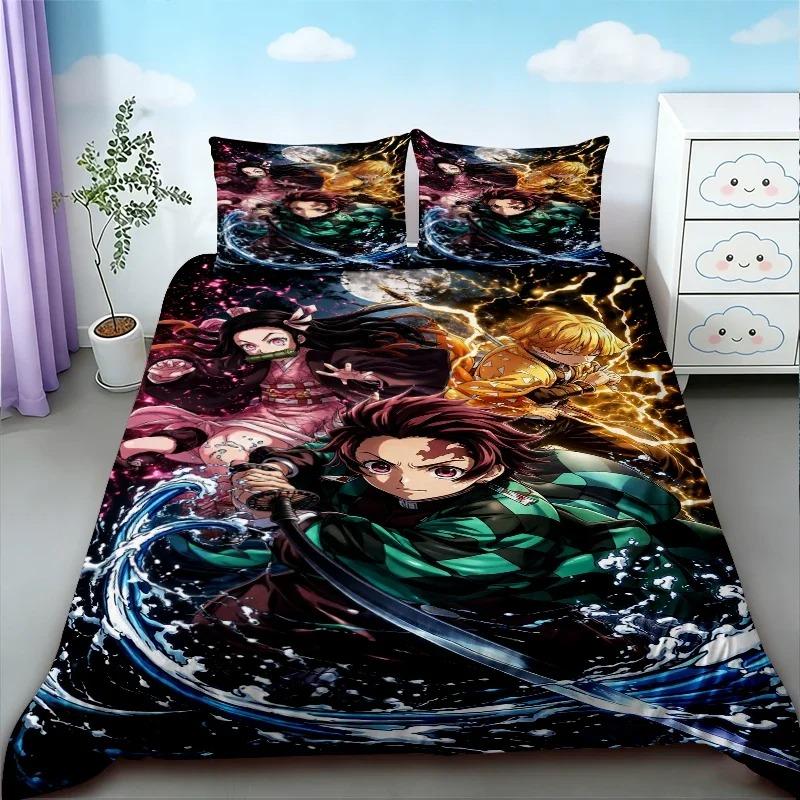 Anime Bed Linen Set King Queen Double Full Twin Single Size Demon-Slayer Duvet Cover Set