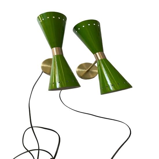 Diabolo Green Brass Sconce Mid Century Modern Wall Light Up Down Lighting