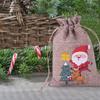 10Pcs Christmas Linen Gift Bag Santa Claus Jewelry Chocolate Candy Storage Gift Bag for Children Christmas Party