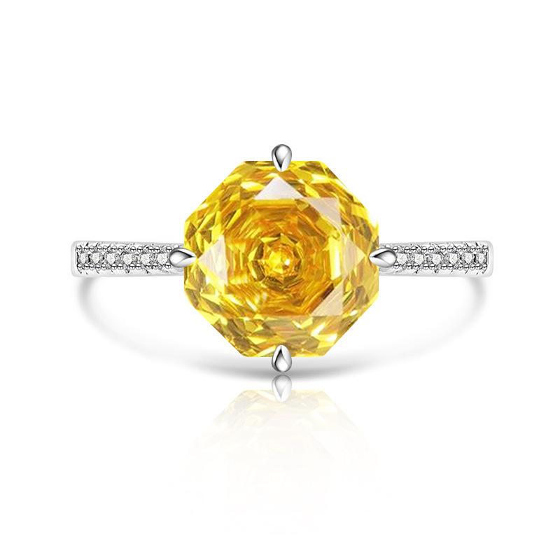 

Срібний перстень 925 проби з цирконом огранювання «октагон рожева троянда» простий милий подарунок на весілля, річницю, день народження для жінок жовтий