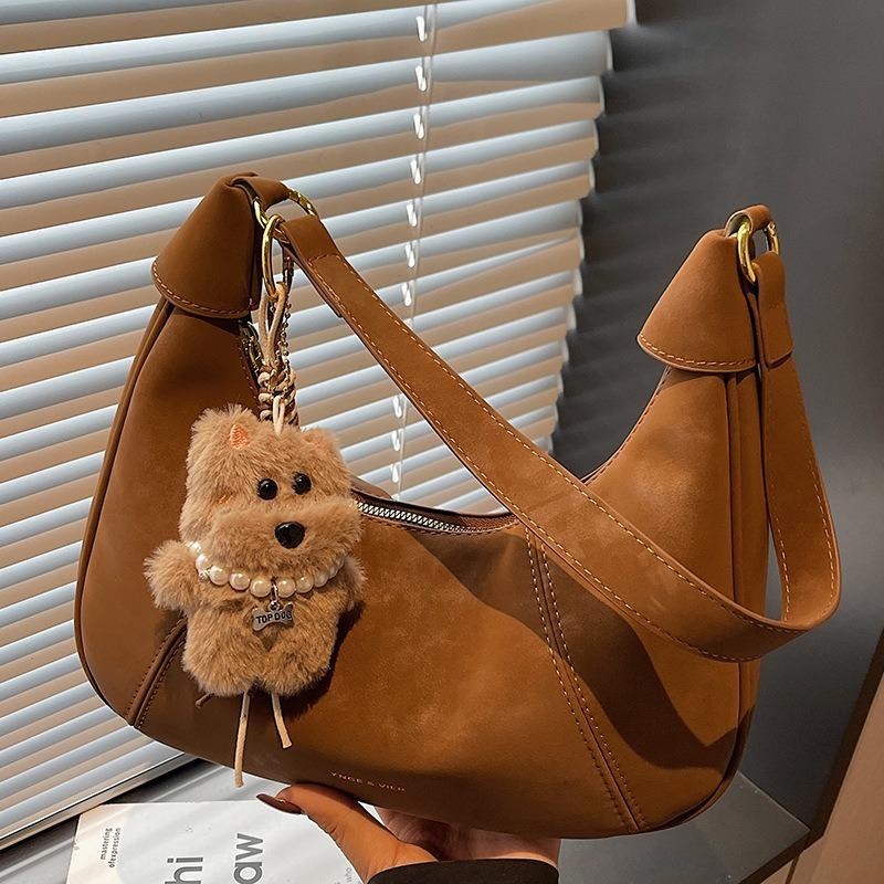 Niche retro suede dumpling bag autumn and winter new fashion matte shoulder bag commuter armpit bag