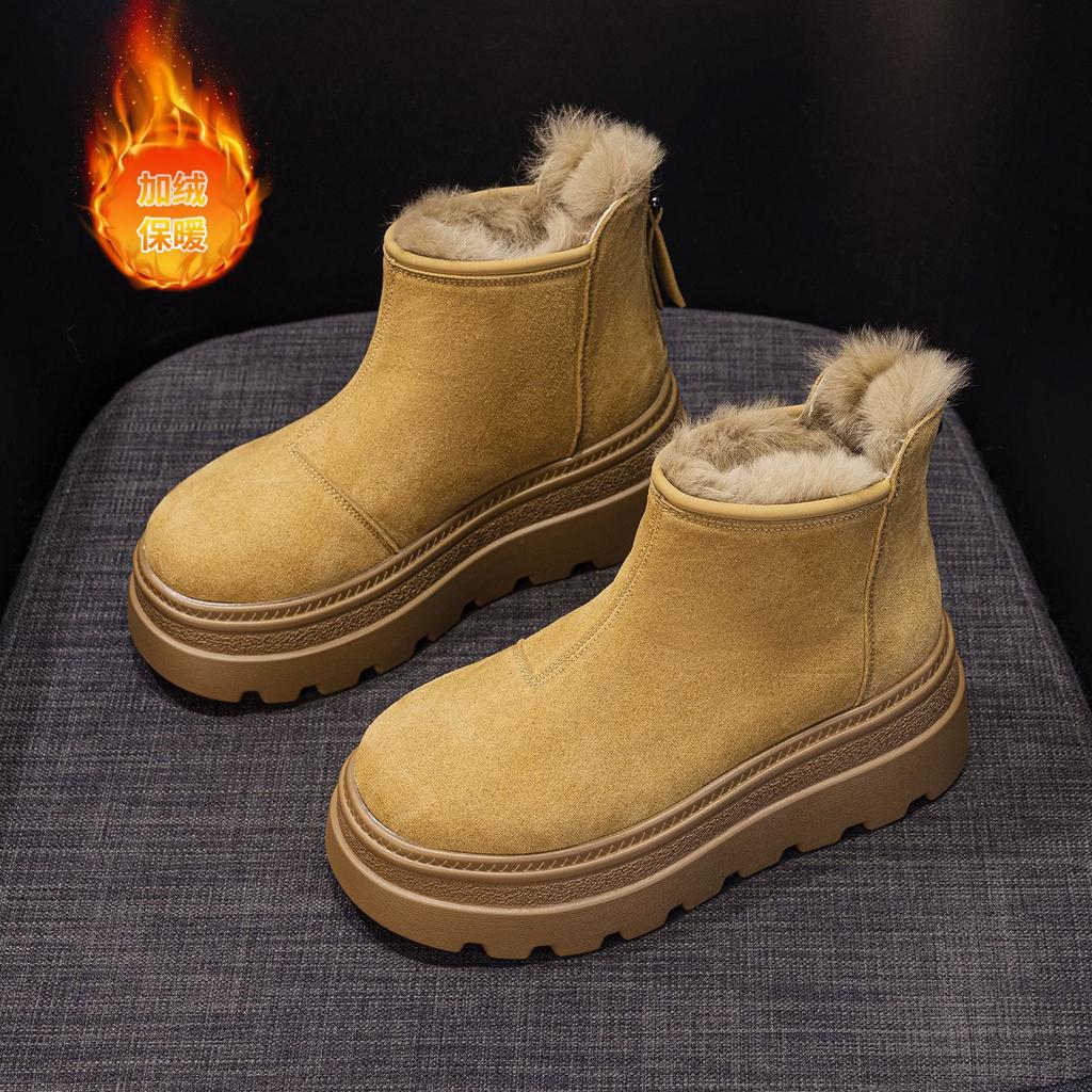Botas de nieve para mujer 2026 invierno nuevo moda estilo casual versátil cremallera trasera botas de mujer