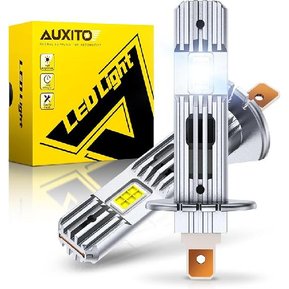 AUXITO 2024 Upgraded H4 LED Bulb, 1:1 Mini Size No Adapter Required, 6500K White, Non-Polarity, 9003 LED Fog Lights, Plug And Play, Pack Of 2