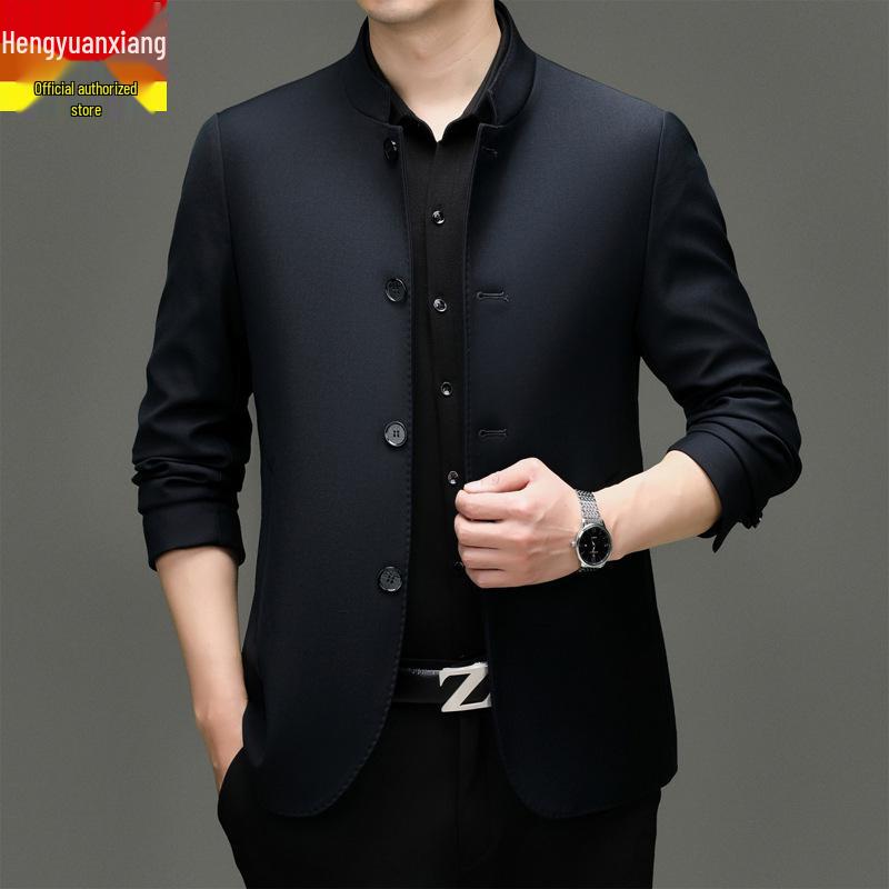 

Hengyuanxiang Men s 100% Wool Autumn Winter Stand Collar Jacket 180-XL, 135-150 Jin