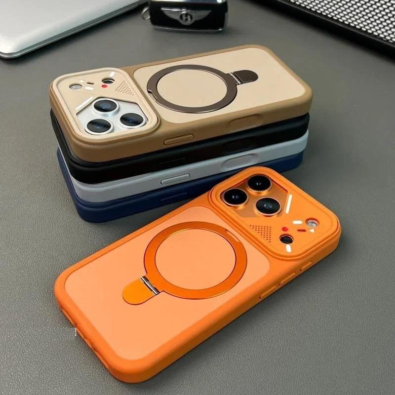 Matte Shockproof for Bracket Case For For Iphone 17 16 1 14 Plus 13 12 Pro Max 11 17Air Armor Protection Magnetic Cover