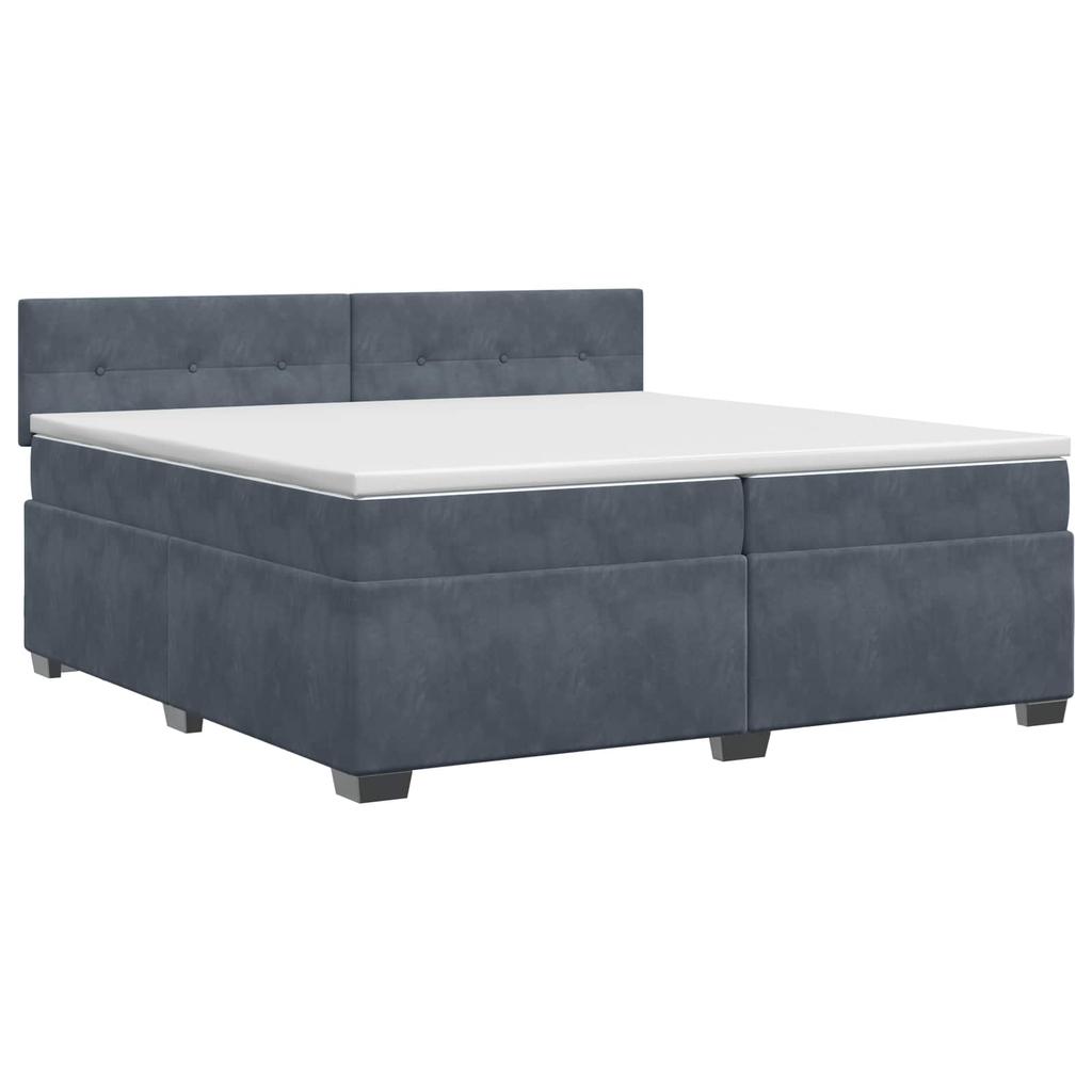 Box Spring Bed with Mattress Dark Grey 200 x 200 cm Velvet