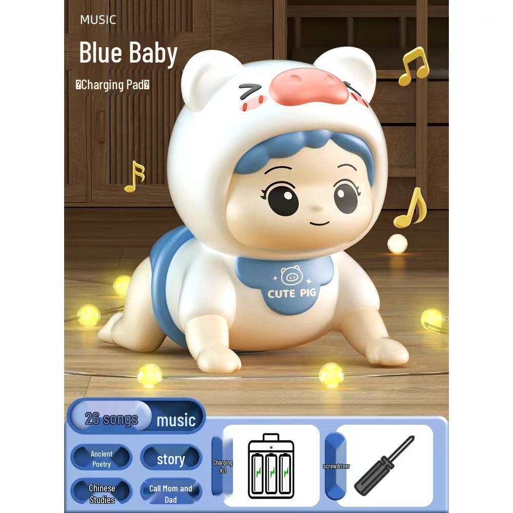 Electric Crawling Baby Doll with Sound: Head Lifting Training Toy for Early Education, 0-1 Year Olds, 6 Months+