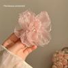 2pcs Elegant Bohemian Chic White Mesh Flower Hair Clips | Ruffled Petal Design, Sweet Floral Hair Accessories | for Women and Girls
