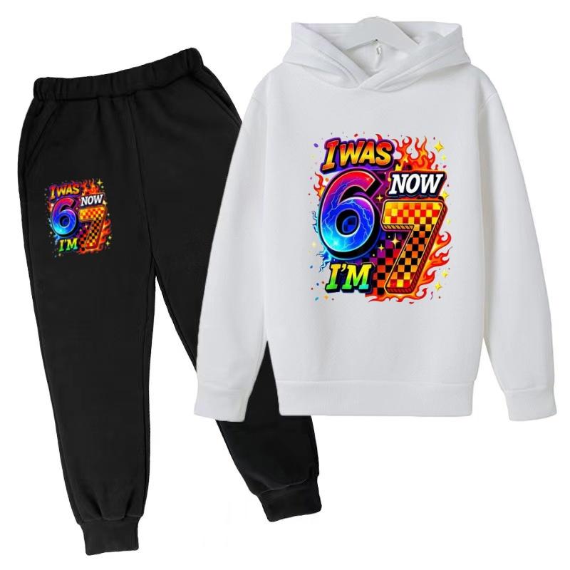 Kids Hoodie New Six Seven 67 Print Clothes Sweatshirt+Pants 2P Boy Girl Toddler 3-12Years Casual Top Pullover Sports Fashion Set