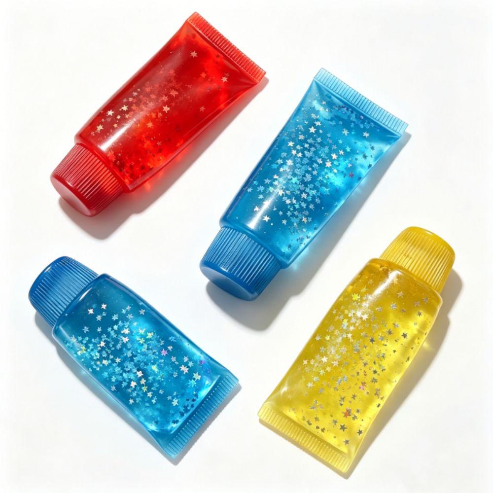 Glitter Star Toothpaste Squishy Toy Sensory Soft Elastic Facial Cleanser Fidget Pinch Shapeable Squishy Toy Birthday Gift