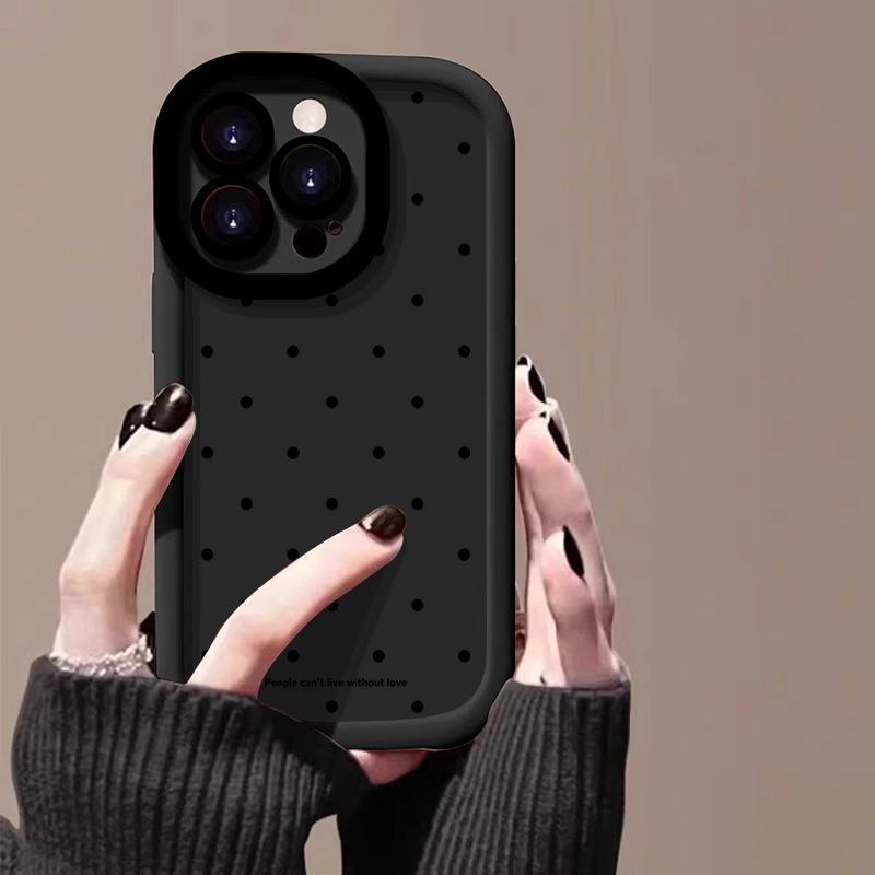 Full Screen Polka Dots Suitable for Apple 15promax Mobile Phone Case Painted IPhone 14pro Skin Feeling Puffs 13 16