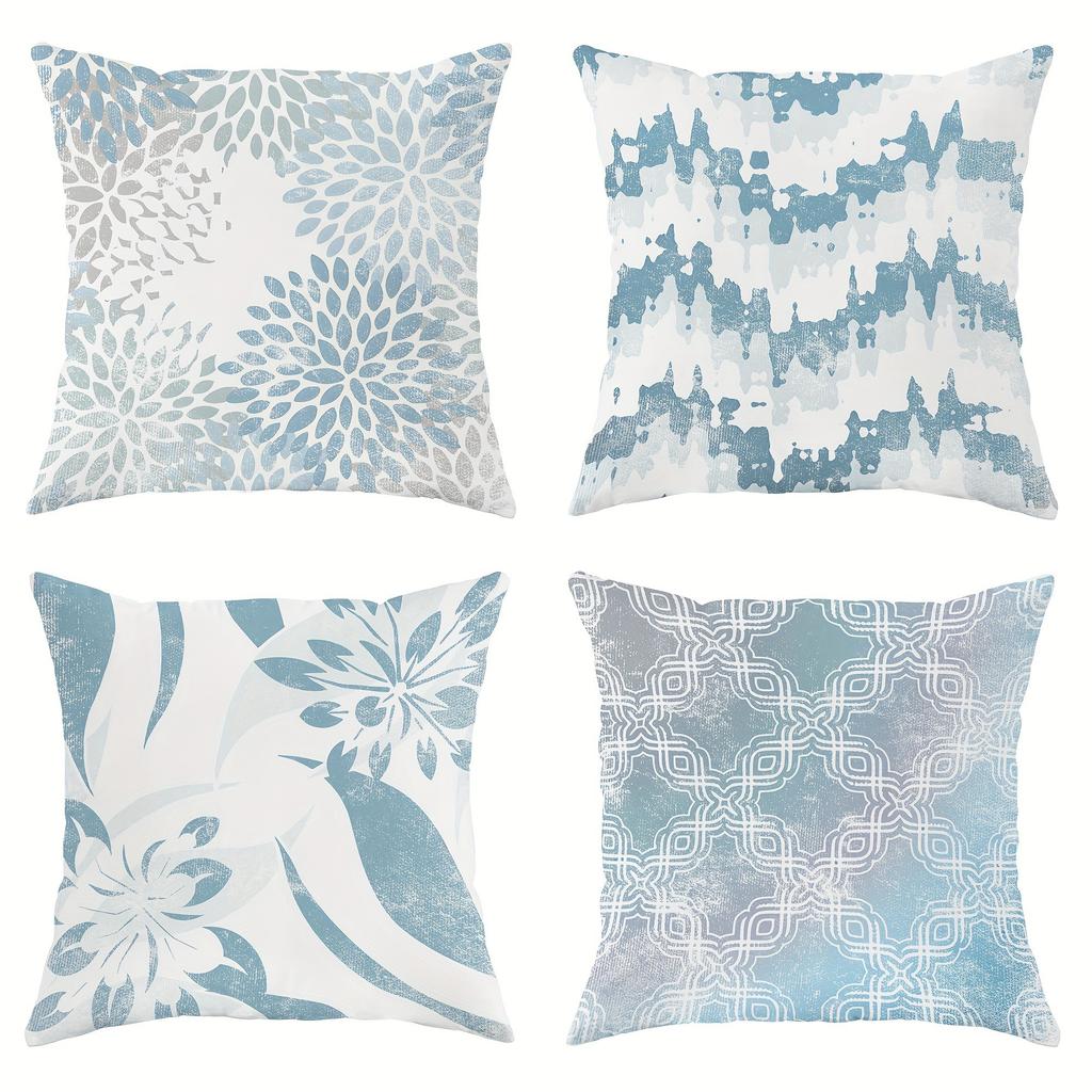 Blue White Flower Dreams Hiding Fresh EleganceCover Bedroom Sofa Decoration Polyester Cushion Cover with Zipper