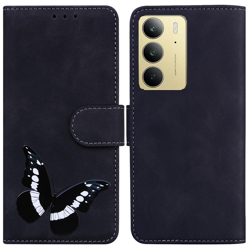 Etui ze skóry PU do telefonu Realme C75 4G z nadrukiem motyli