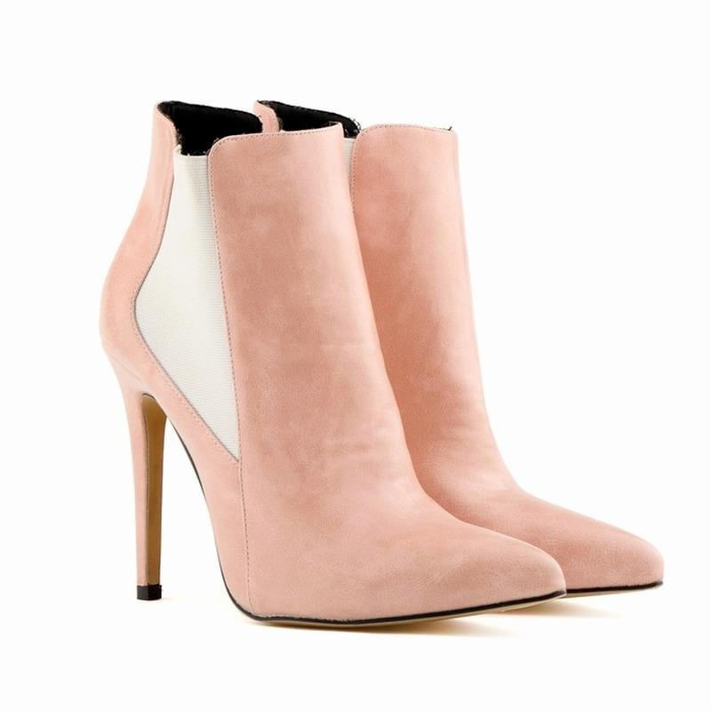 Damen Stiefeletten Winter Warm Zip Spitzschuh Schuhe 11CM High Heels Damenstiefel Kurze Botas Damen Elegante Schuhe Große Größe