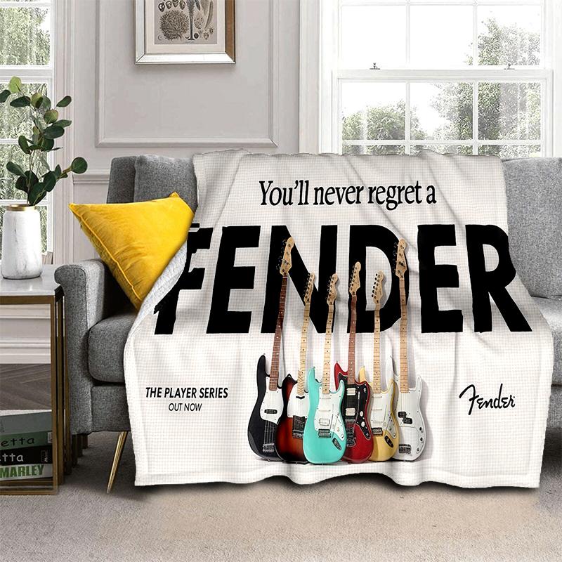 29 Stil Neu Fender Retro Gitarre Instrumente Musik Logo Decke, Weiche Überwurfdecke für Zuhause Schlafzimmer Bett Sofa Reise Picknickdecke