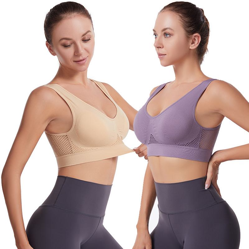 Wire-free Hollow Mesh Sports Bra for Yoga, Running, and Sports Activities