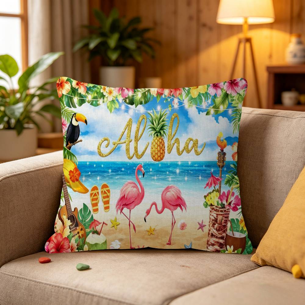Summer Hawaii Beach Tropical Flowers Aloha Luau Sea Cushion Cover Polyester Sofa Cushions Throw Pillows Home Decor Pillowcover