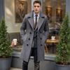 Men's European Double-Breasted Wool Coat - Long Style for Autumn/Winter