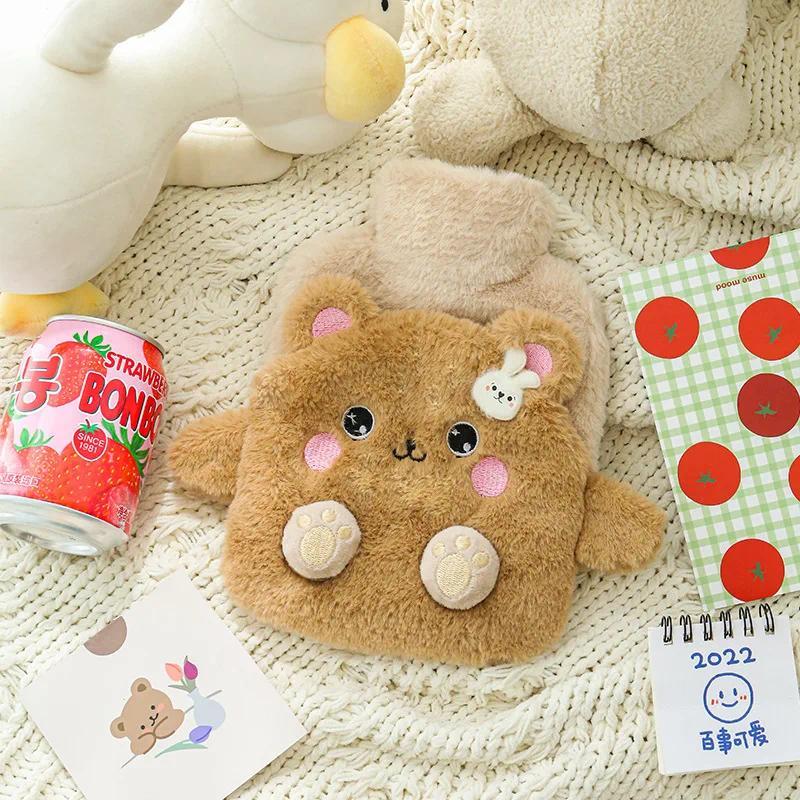 1pc New Cartoon Rabbit Warm Bag PVC Thick Hot Water Bag Cute Plush Belly Warm Water Warm Hand Treasure Cute Water Bottle 400ml