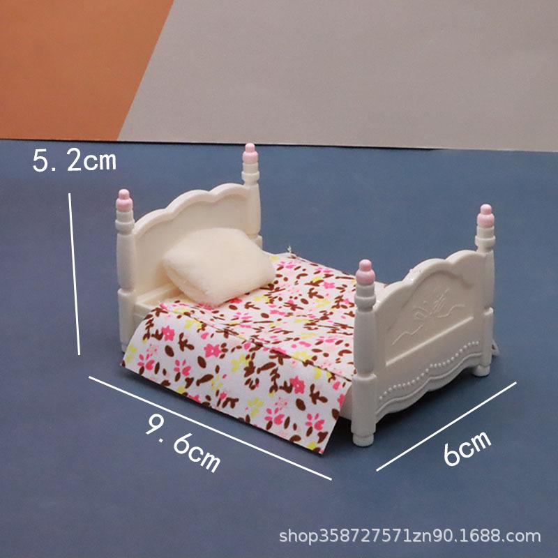 Simulation Niedliches Mini-Spielhaus Schlafzimmer Bettwäsche Schrank Spielhausmodell Mädchen Kleine Ornamente Kinderspielzeug