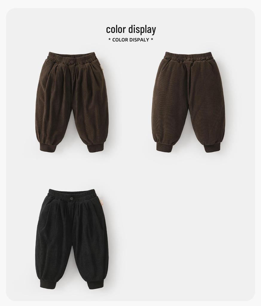 Kaka Panda Kids' Winter Warm Cotton Pants - Thickened Long Pants for Boys, Girls, Toddlers, and Babies.