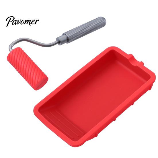 Reusable Paint Tray Mini Glue Roller with Silicone Tray, Applicator Anti-slip Easy Clean Handle, Spreader for Woodworking, Arts And Crafts Projects