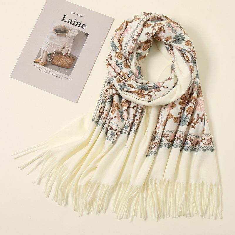 

Winter travel imitation cashmere shawl scarf ginkgo embroidery desert travel photo scarf women s 200
