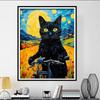 5D DIY Diamantmalerei Ölgemälde Schwarze Katze Kreuzstich Strass Mosaik DIY Stickerei