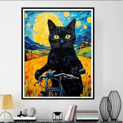 5D DIY Diamantmalerei Ölgemälde Schwarze Katze Kreuzstich Strass Mosaik DIY Stickerei