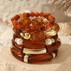 European and American Maillard Amber Bracelet Exaggerated Acrylic Light Luxury Multi-layer Bracelet Beaded Color Matching Bracelet Set