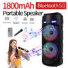 Bluetooth-Compatible Speaker Loud Boombox with Double Subwoofer Deep Bass Lights Outdoor Speaker Support USB/TF/AUX/FM/BT/MIC