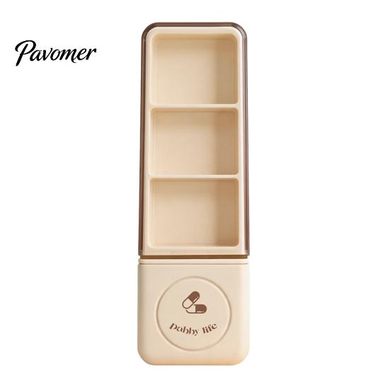 Elderly Friendly Pill Dispenser Mini Box, with Three Independent Grids And Cutter Slot, Moisture-proof Box Moisture-Proof Seal Portable Travel