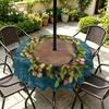 Outdoor Round Tablecloth With Umbrella Hole Waterproof Oil-Resistant Patio Dining Cover Deck Garden Terrace