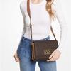 Michael Kors Mk Mimi Monogram Cutout Metal Logo Flap Coated Canvas Shoulder Crossbody Bag Medium Women bags Brown Black 35T2G8IM2B-BROWN/BLK