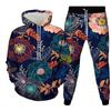 Fashion Floral Flower 3D Print Hoodies Pant Sets Men's Sweatshirts Sweatpants Streetwear Two Piece Suits Tracksuit Man Clothing