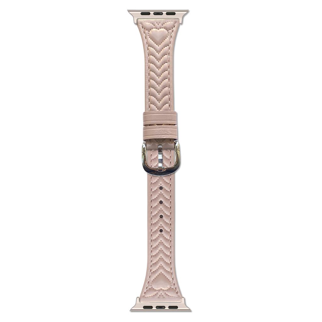 Watch Band For Apple Watch Series 10 9 8 7 SE 6 5 4 3 2 1 42mm 41mm 40mm 38mm Heart Pattern Embossed Genuine Leather Strap