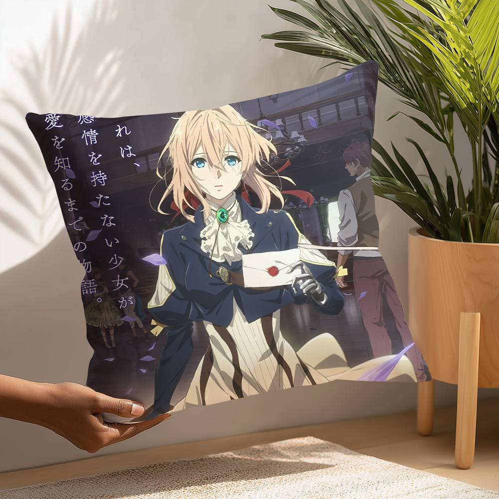 Anime Violet Evergarden Pillow Case Plush Fabric Soft  Pillowcase Double Sided Print Cushion Cover Household Gifts