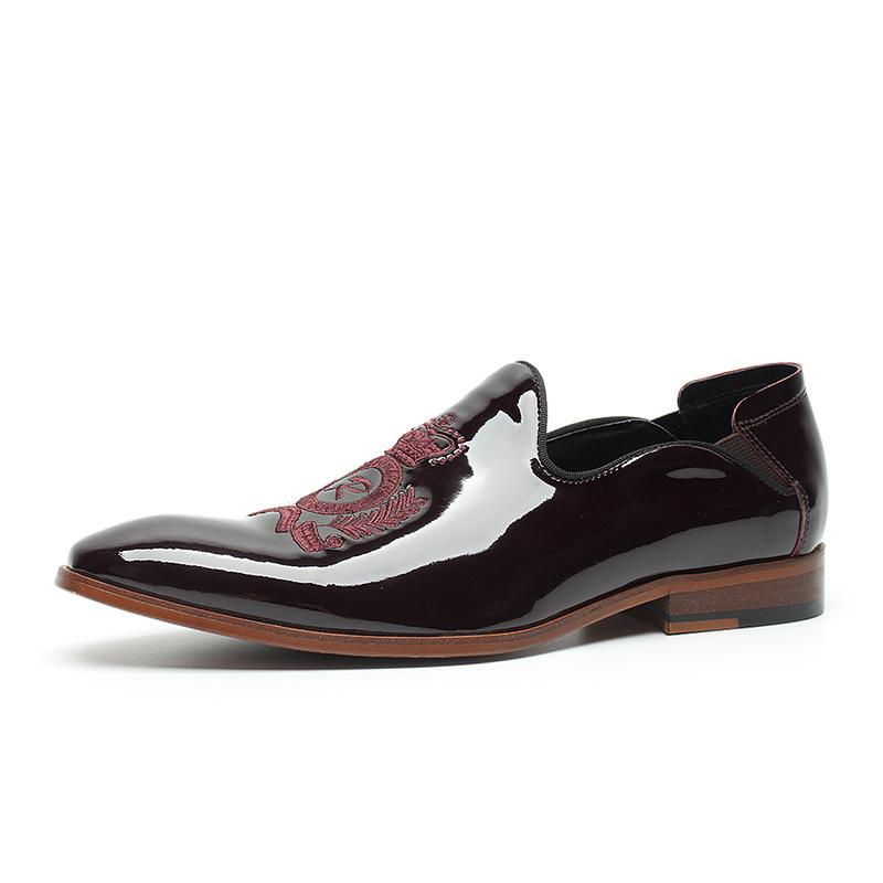Výšivka Pravá lakovaná kůže Mokasíny Módní nazouvací Pánská obuv Luxusní Ručně vyráběná Párty Hostina Svatba Pánská společenská obuv