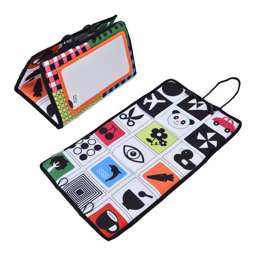 Hoher Kontrast Schwarz Weiß Weiches Stoffbuch Hängespielzeug Babyspiegel Bodenaktivitätsspielzeug Spiegel Hängend