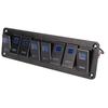 8 Gang RV Aluminum Toggle Switch Panel DC12V to 24V Waterproof Oxidized Black 20A 5PIN Blue LED
